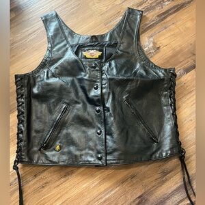 Harley-Davidson Women’s XL Black Leather Biker Vest Riding Leathers Classic